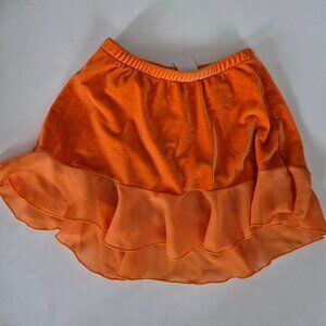 Jerry`s figure skating dance skirt size 12-14 youth orange velour ruffle edge